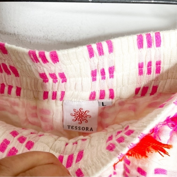 Tessora Whie Pink Fringe Boho Pull On Casual Shorts Size Large - Picture 4 of 6